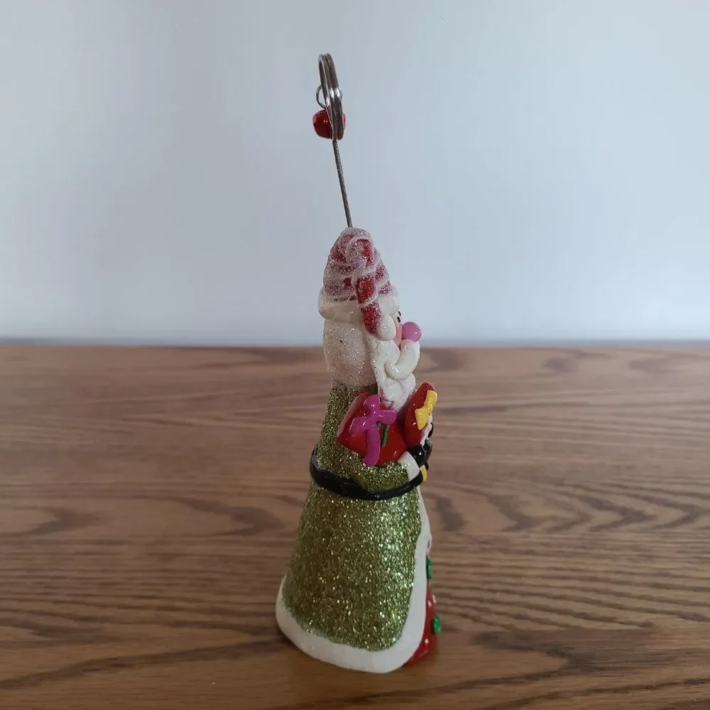 Pier 1 Modeled Polymer Clay Santa Spiral Photo Message Notecard Holder Figurine
